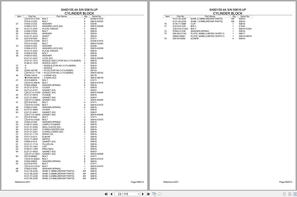Komatsu Engine SA6D155 4A 50816 UP Parts Catalog (2)