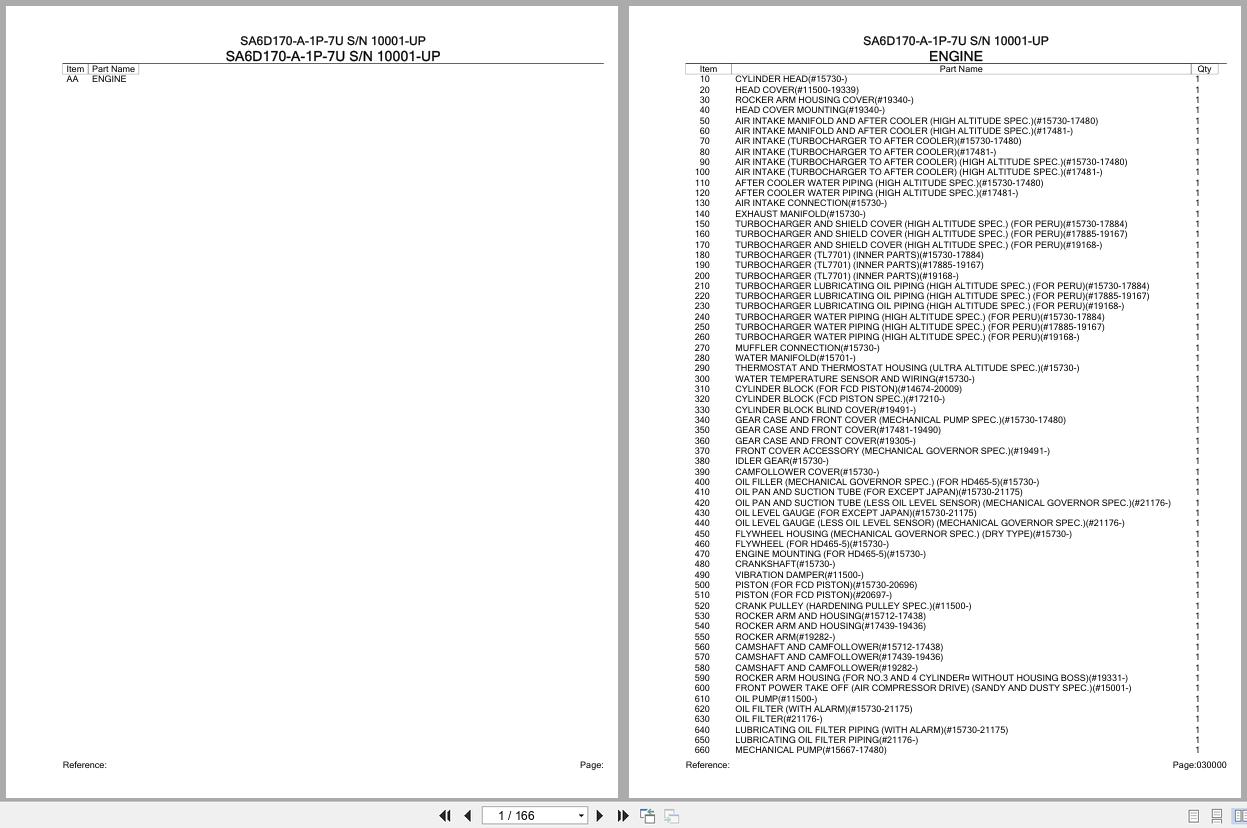 Komatsu Engine SA6D170 A 1P 7U 10001 UP Parts Catalog (1)