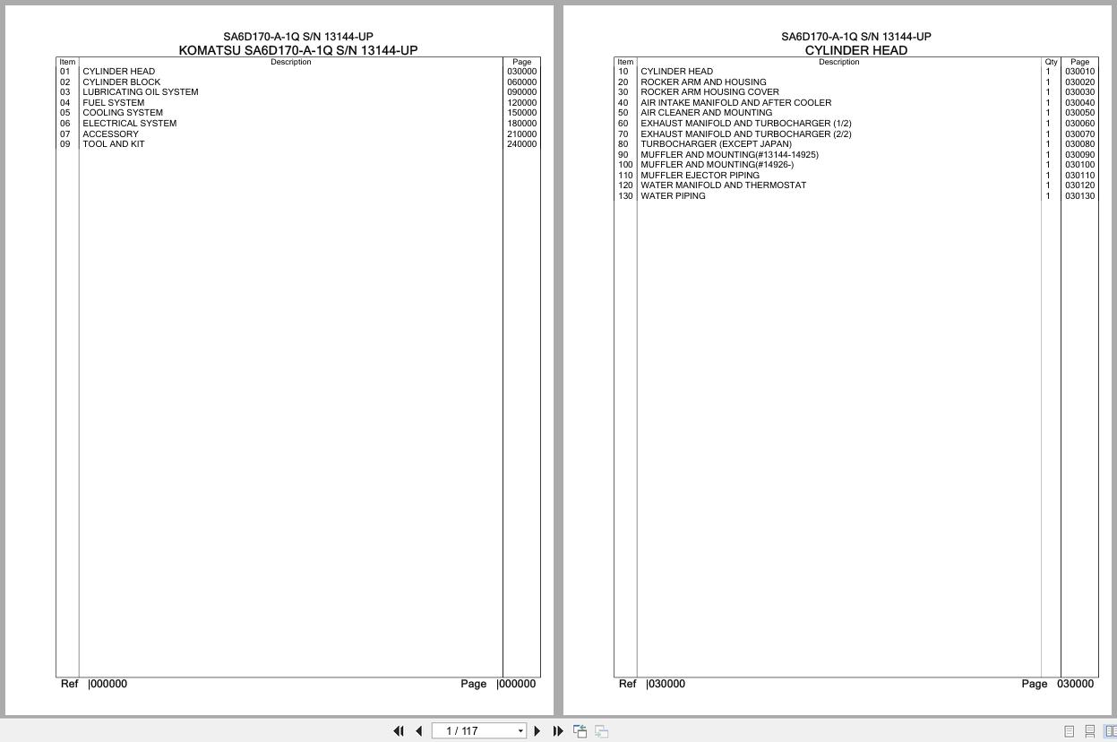 Komatsu Engine SA6D170 A 1Q 13144 UP Parts Catalog (1)
