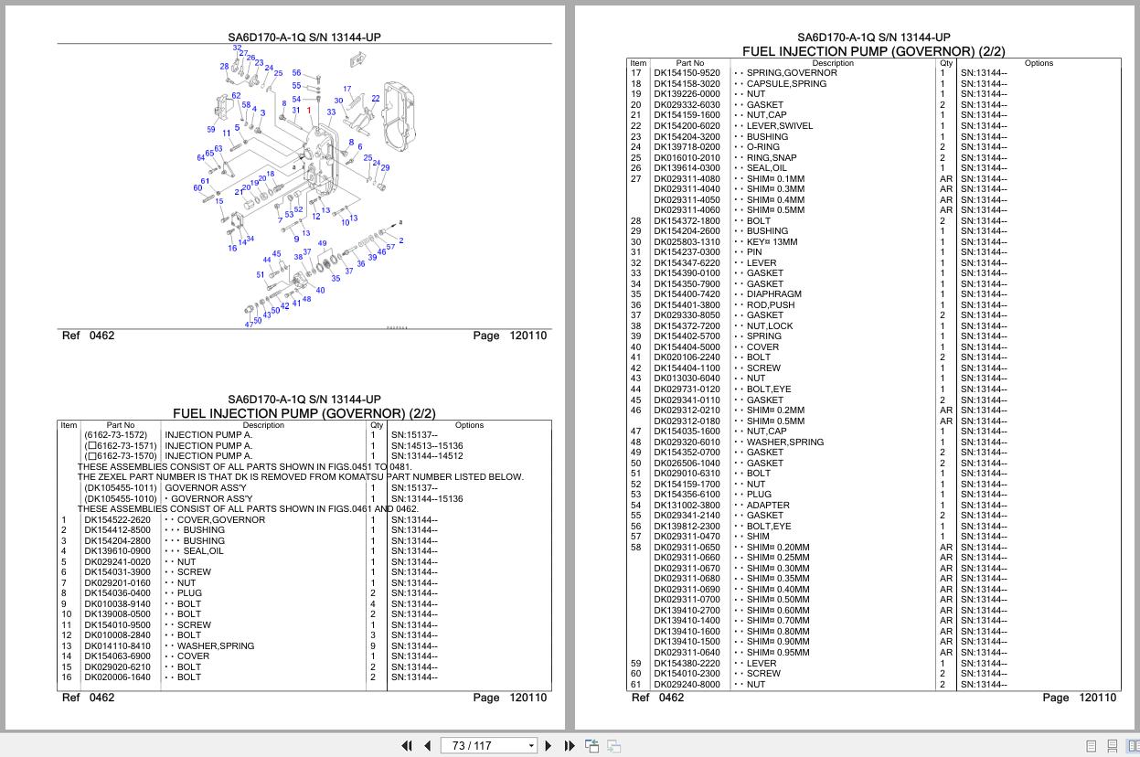 Komatsu Engine SA6D170 A 1Q 13144 UP Parts Catalog (2)