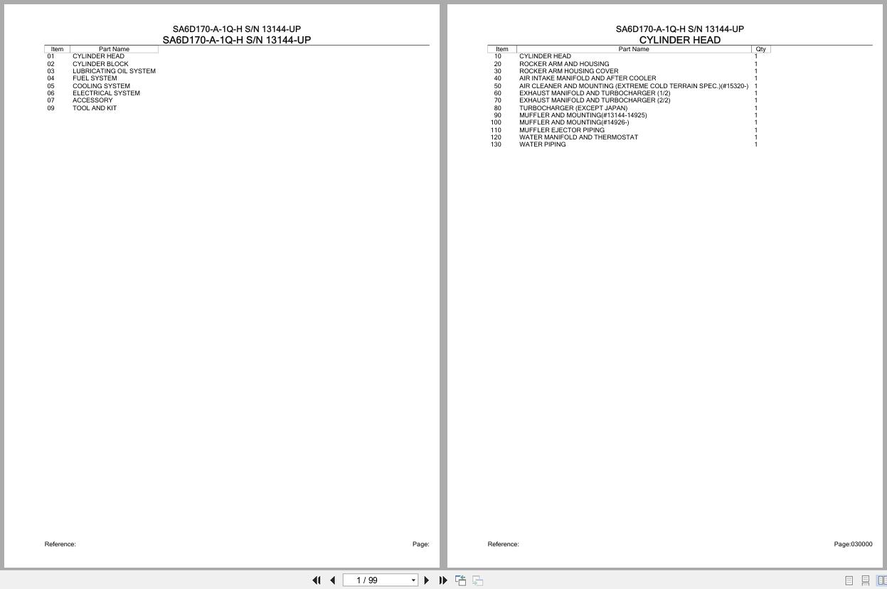 Komatsu Engine SA6D170 A 1Q H 13144 UP Parts Catalog (1)