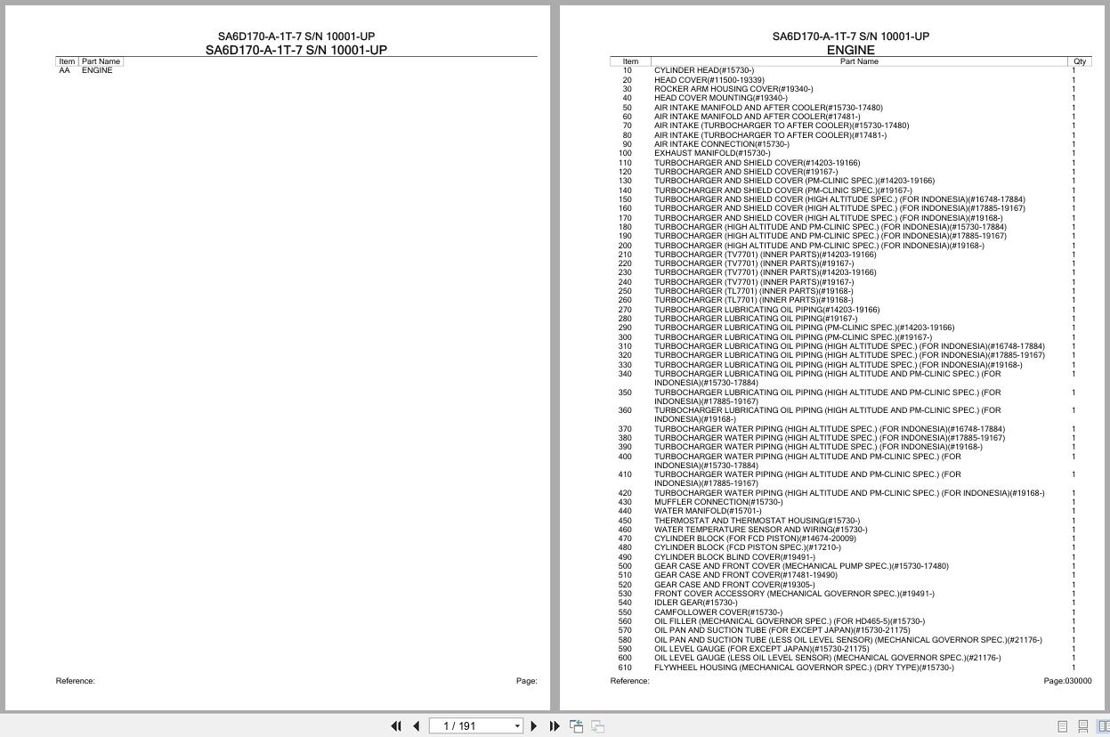Komatsu Engine SA6D170 A 1T 7 10001 UP Parts Catalog (1)