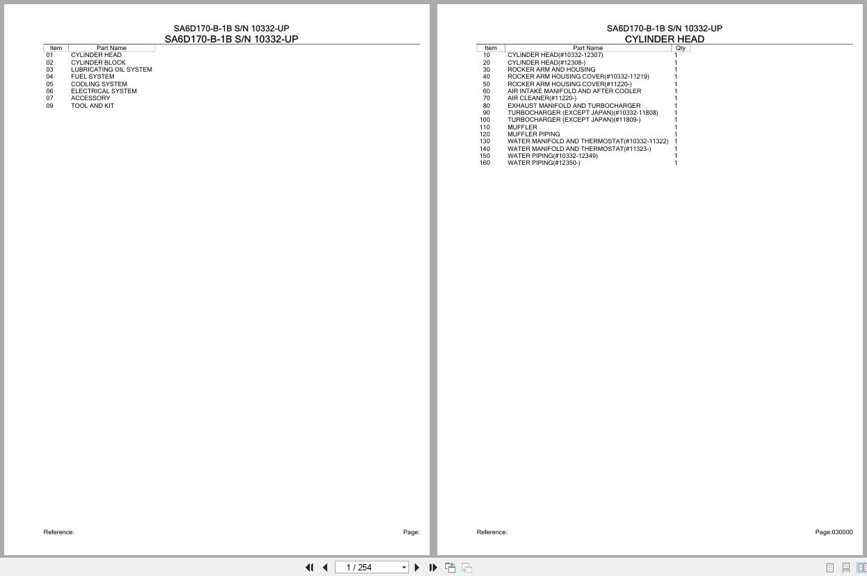 Komatsu Engine SA6D170 B 1B 10332 UP Parts Catalog (1)