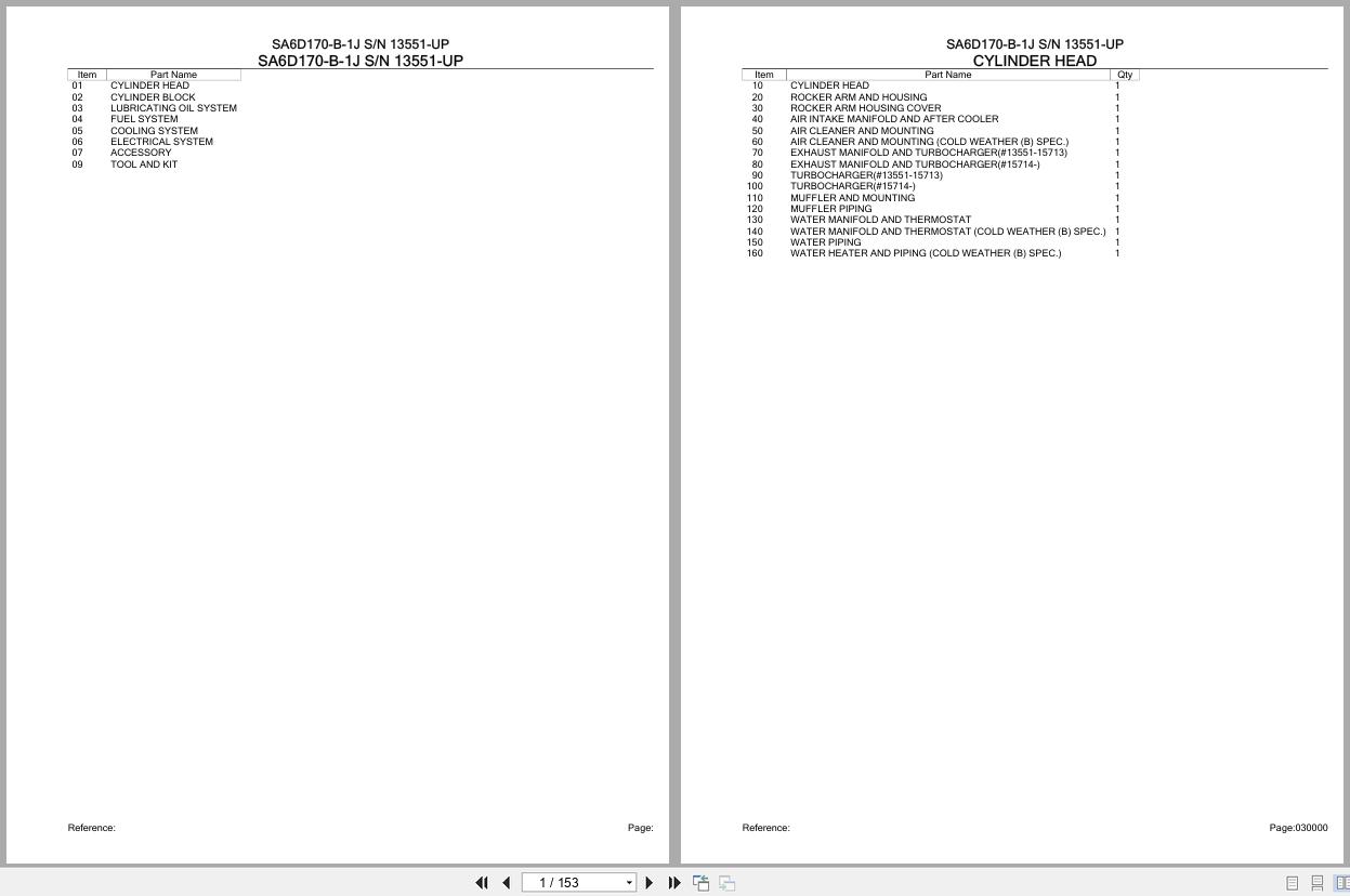 Komatsu Engine SA6D170 B 1J 13551 UP Parts Catalog (1)