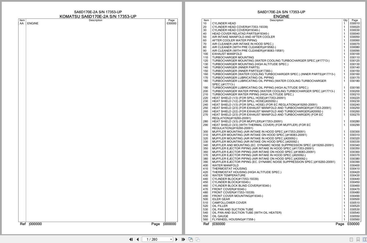 Komatsu Engine SA6D170E 2A 17353 UP Parts Catalog (1)