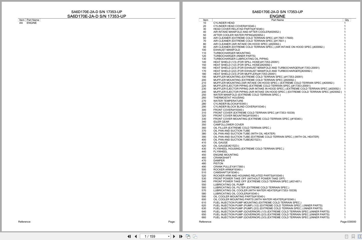 Komatsu Engine SA6D170E 2A D 17353 UP Parts Catalog (1)