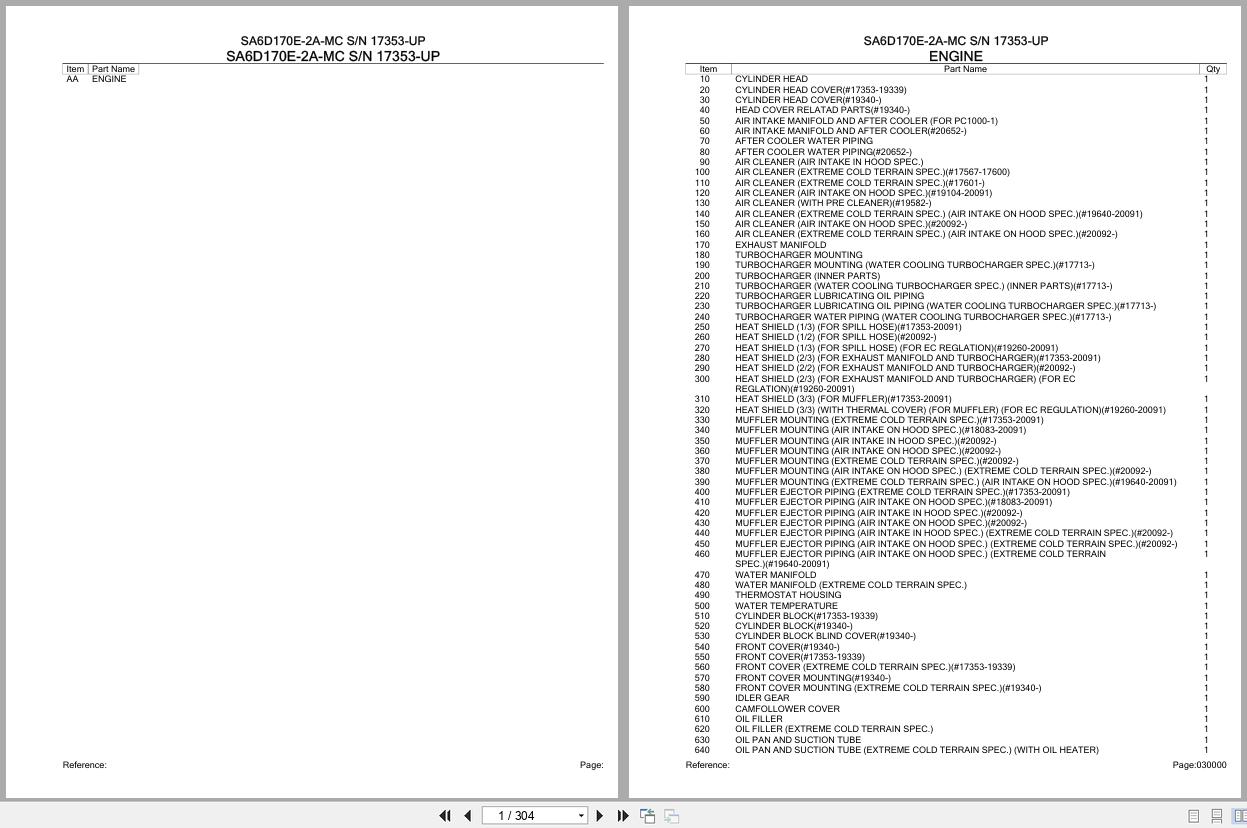 Komatsu Engine SA6D170E 2A MC 17353 UP Parts Catalog (1)