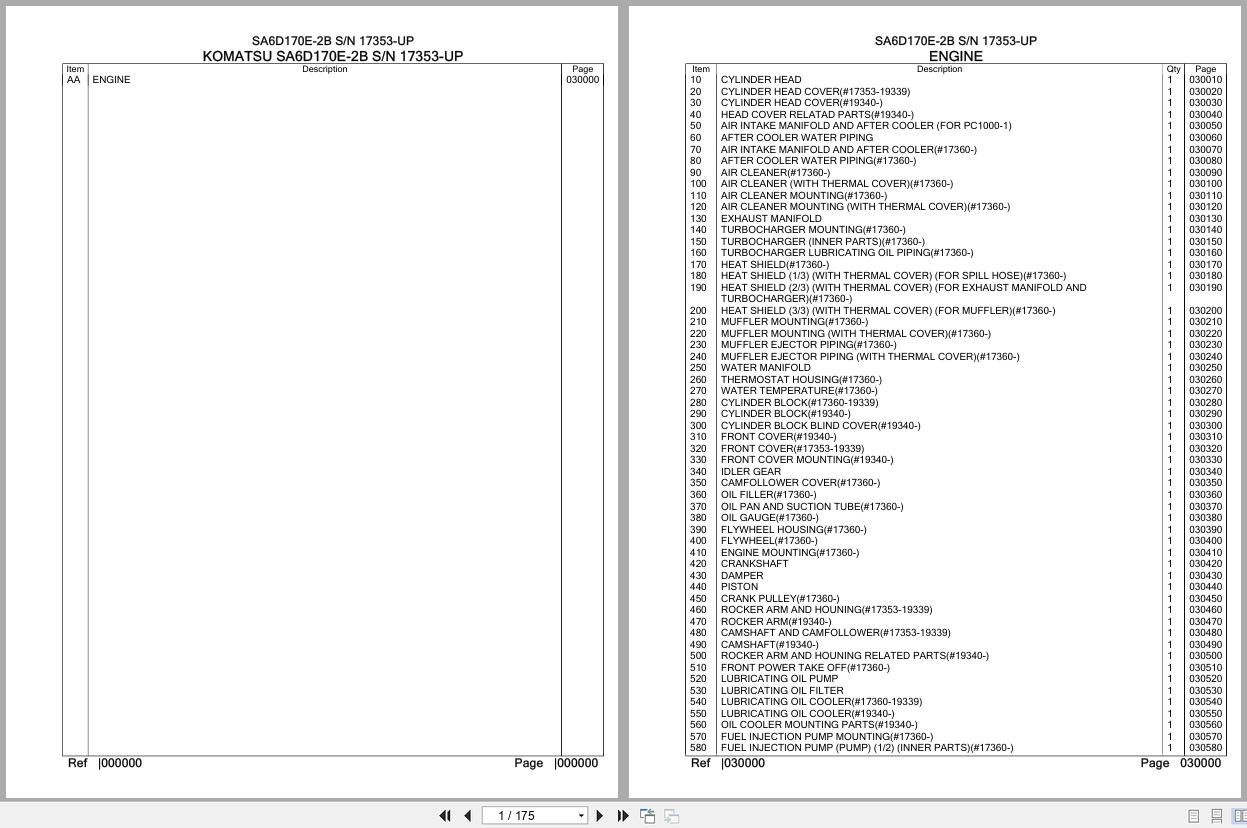 Komatsu Engine SA6D170E 2B 17353 UP Parts Catalog (1)