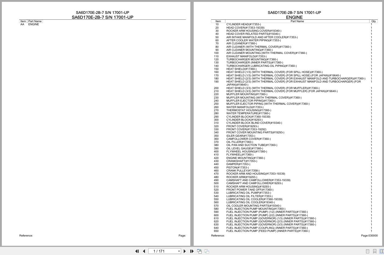 Komatsu Engine SA6D170E 2B 7 17001 UP Parts Catalog (1)