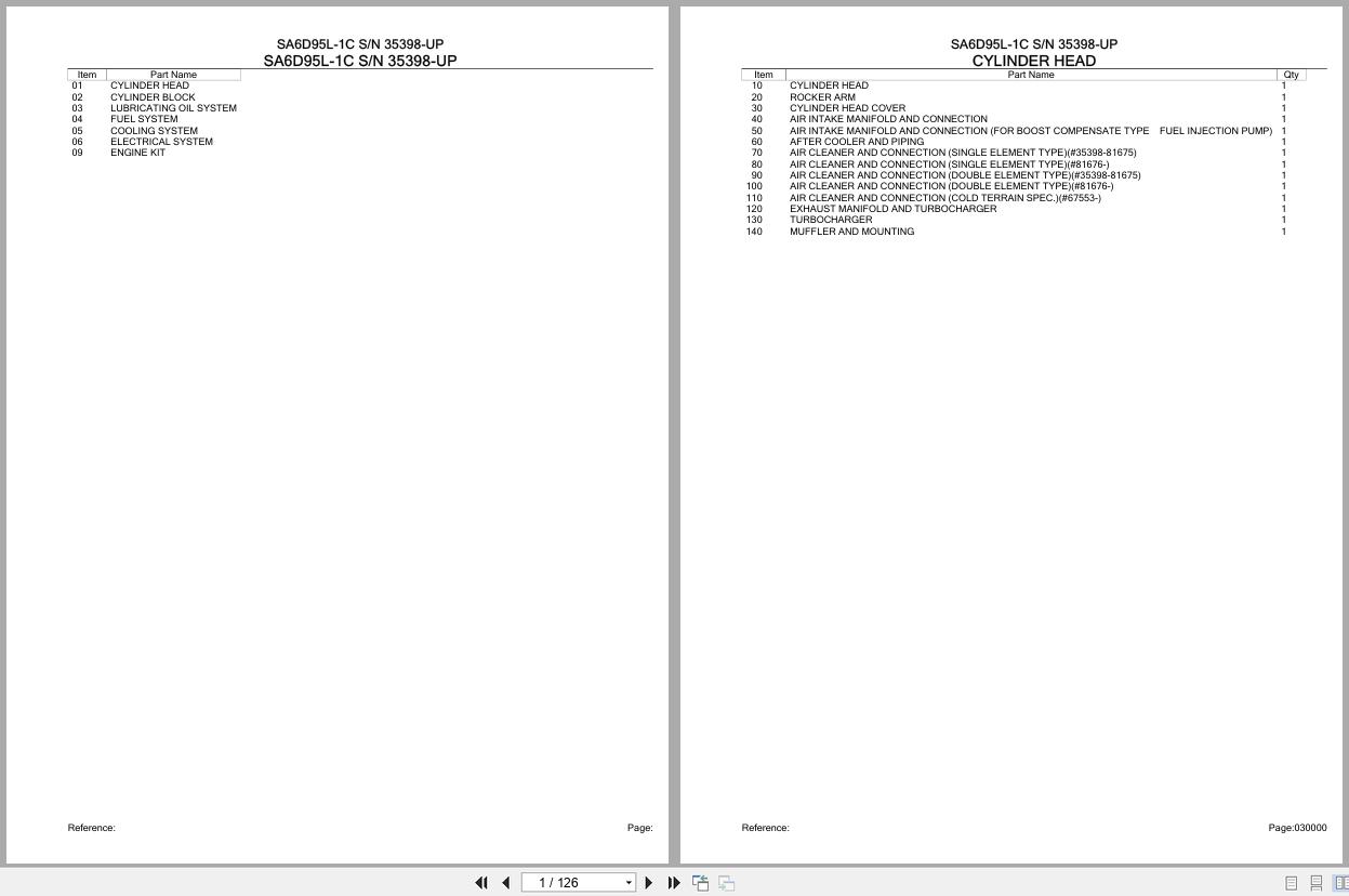 Komatsu Engine SA6D95L 1C 35398 UP Parts Catalog (1)