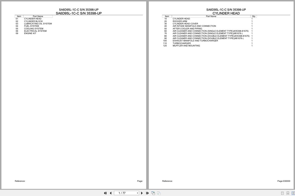 Komatsu Engine SA6D95L 1C C 35398 UP Parts Catalog (1)