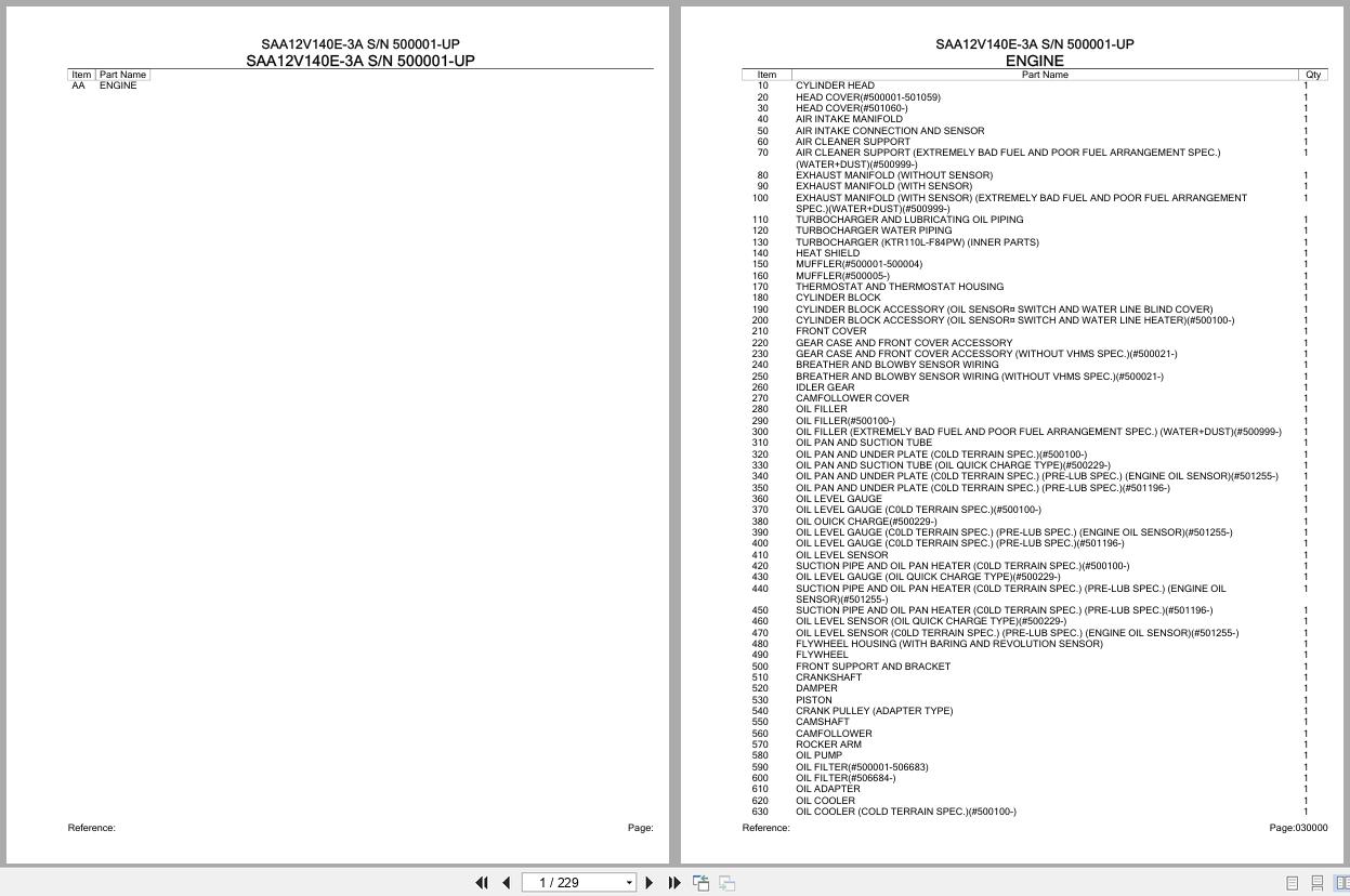 Komatsu Engine SAA12V140E 3A 500001 UP Parts Catalog (1)