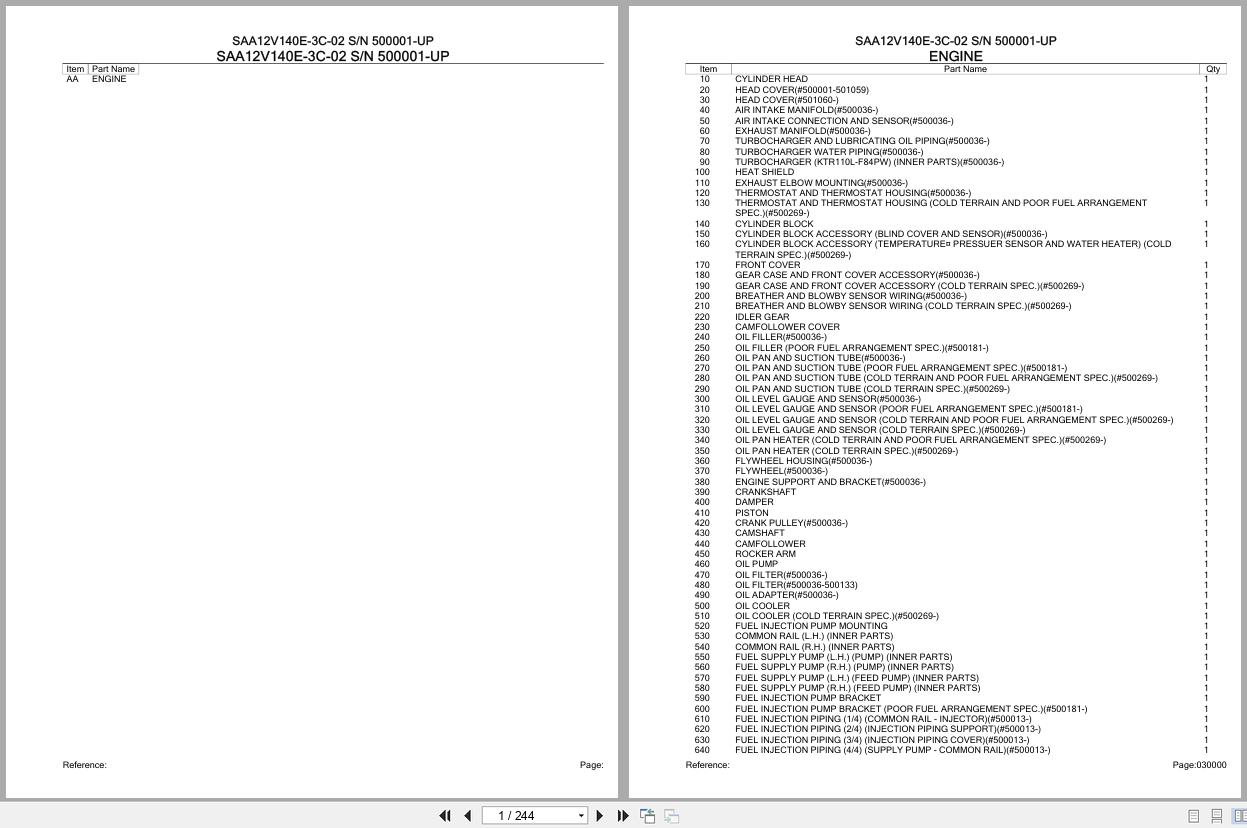 Komatsu Engine SAA12V140E 3C 02 500001 UP Parts Catalog (1)