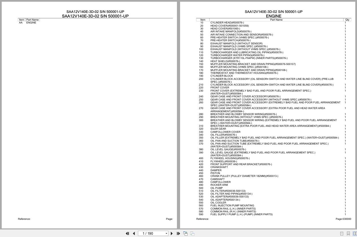 Komatsu Engine SAA12V140E 3D 02 500001 UP Parts Catalog (1)