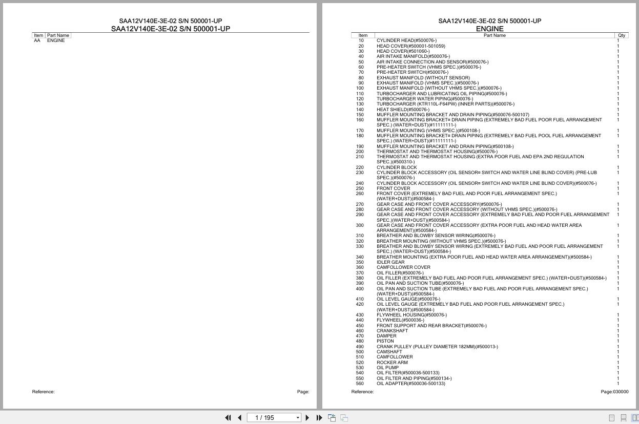 Komatsu Engine SAA12V140E 3E 02 500001 UP Parts Catalog (1)