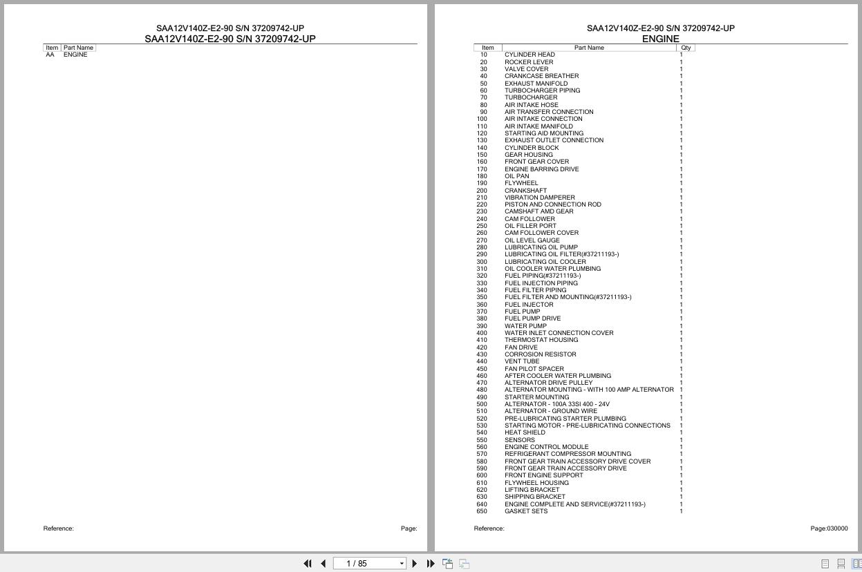 Komatsu Engine SAA12V140Z E2 90 37209742 UP Parts Catalog (1)