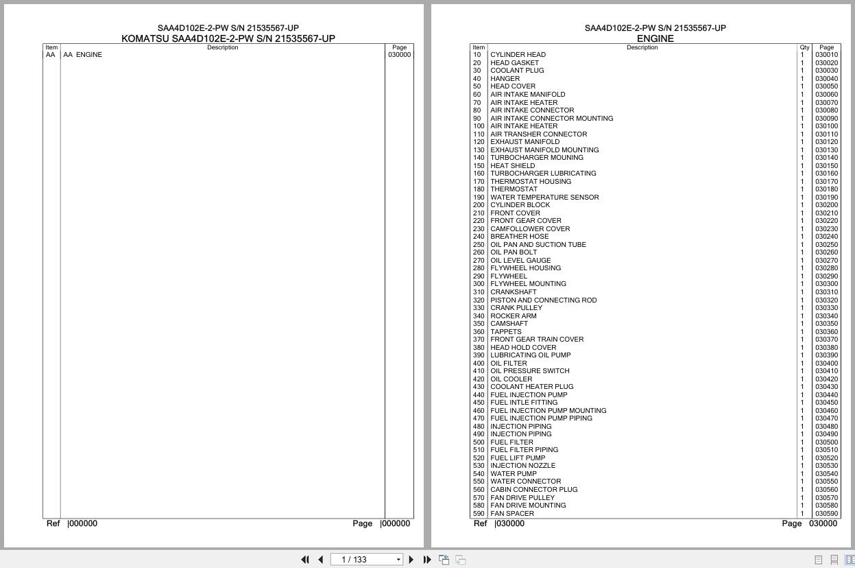 Komatsu Engine SAA4D102E 2 PW 21535567 UP Parts Catalog (1)