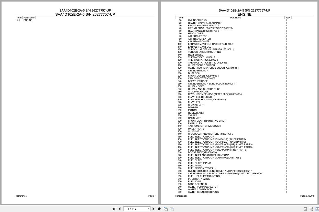 Komatsu Engine SAA4D102E 2A 5 26277757 UP Parts Catalog (1)