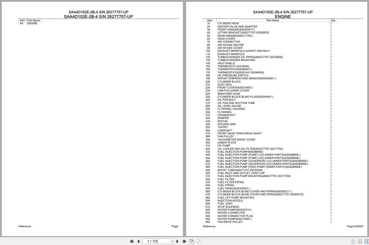 Komatsu Engine SAA4D102E 2B 4 26277757 UP Parts Catalog (1)