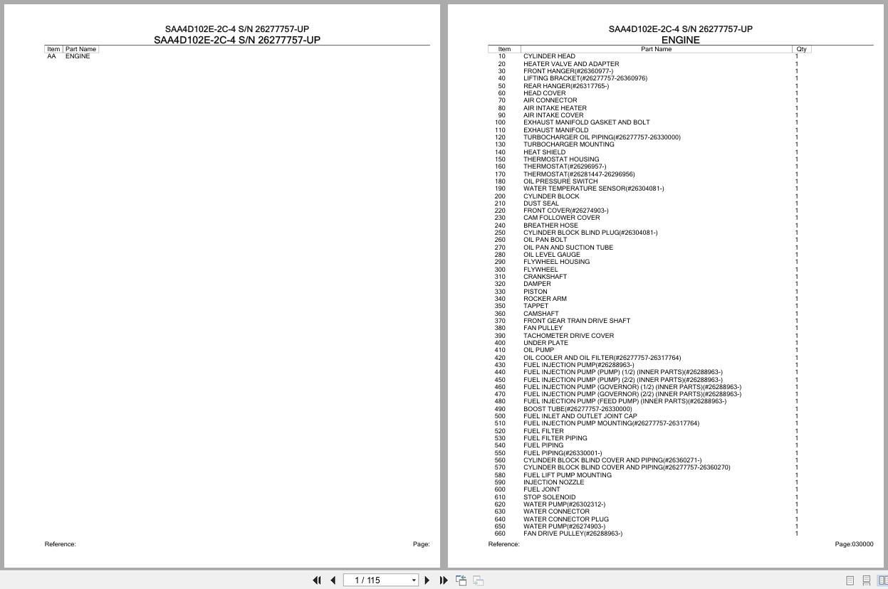 Komatsu Engine SAA4D102E 2C 4 26277757 UP Parts Catalog (1)