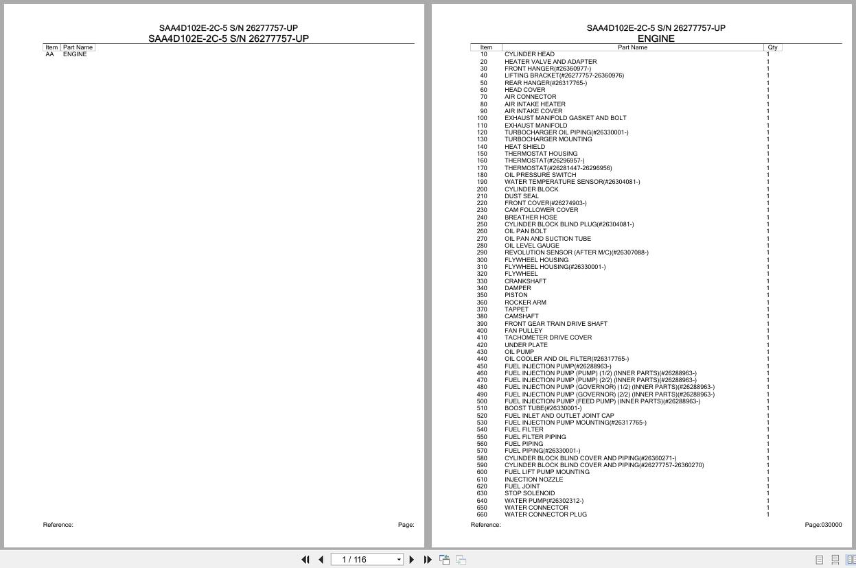 Komatsu Engine SAA4D102E 2C 5 26277757 UP Parts Catalog (1)
