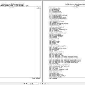 Komatsu Engine SAA4D102E 2E 30204043 UP Parts Catalog (1)