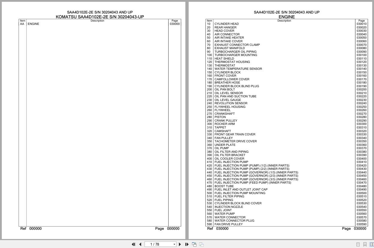 Komatsu Engine SAA4D102E 2E 30204043 UP Parts Catalog (1)