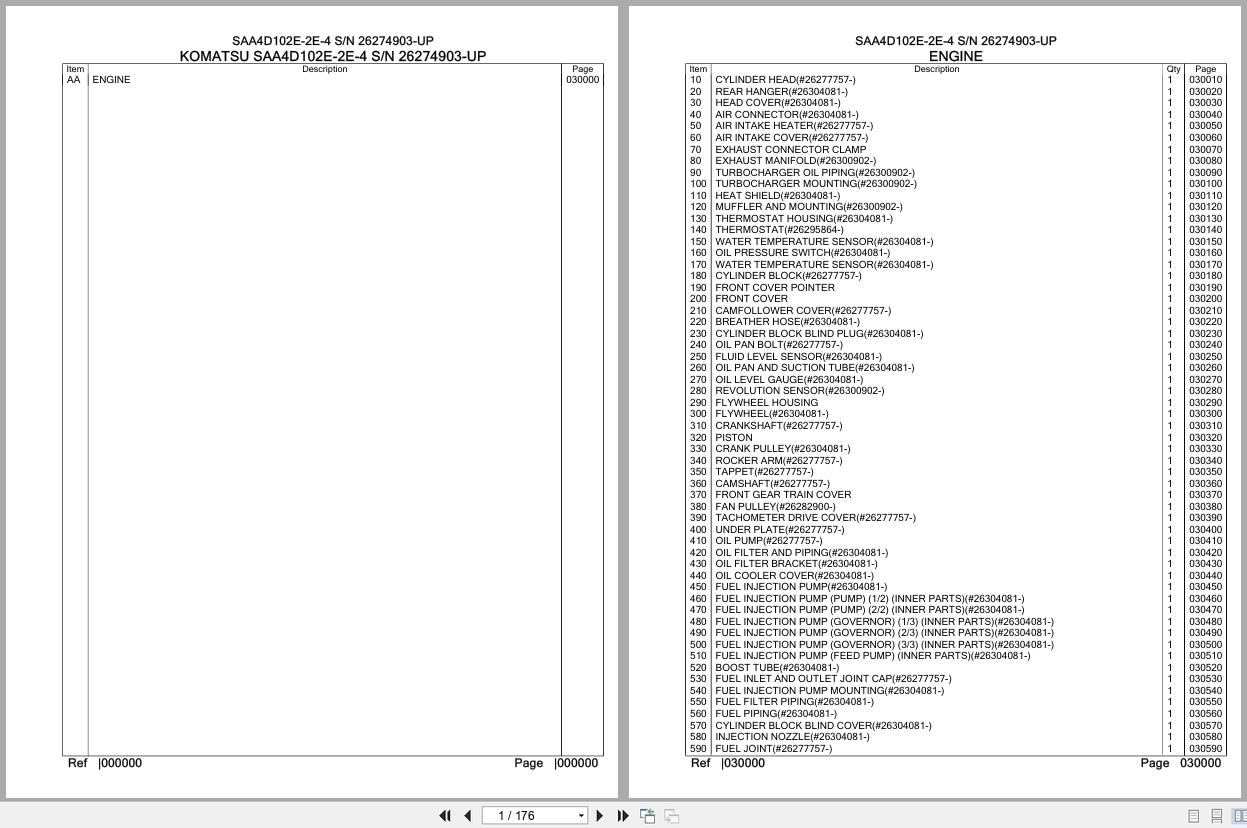 Komatsu Engine SAA4D102E 2E 4 26274903 UP Parts Catalog (1)