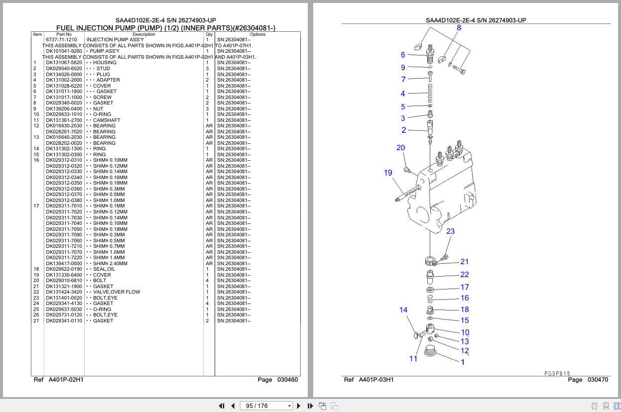 Komatsu Engine SAA4D102E 2E 4 26274903 UP Parts Catalog (2)