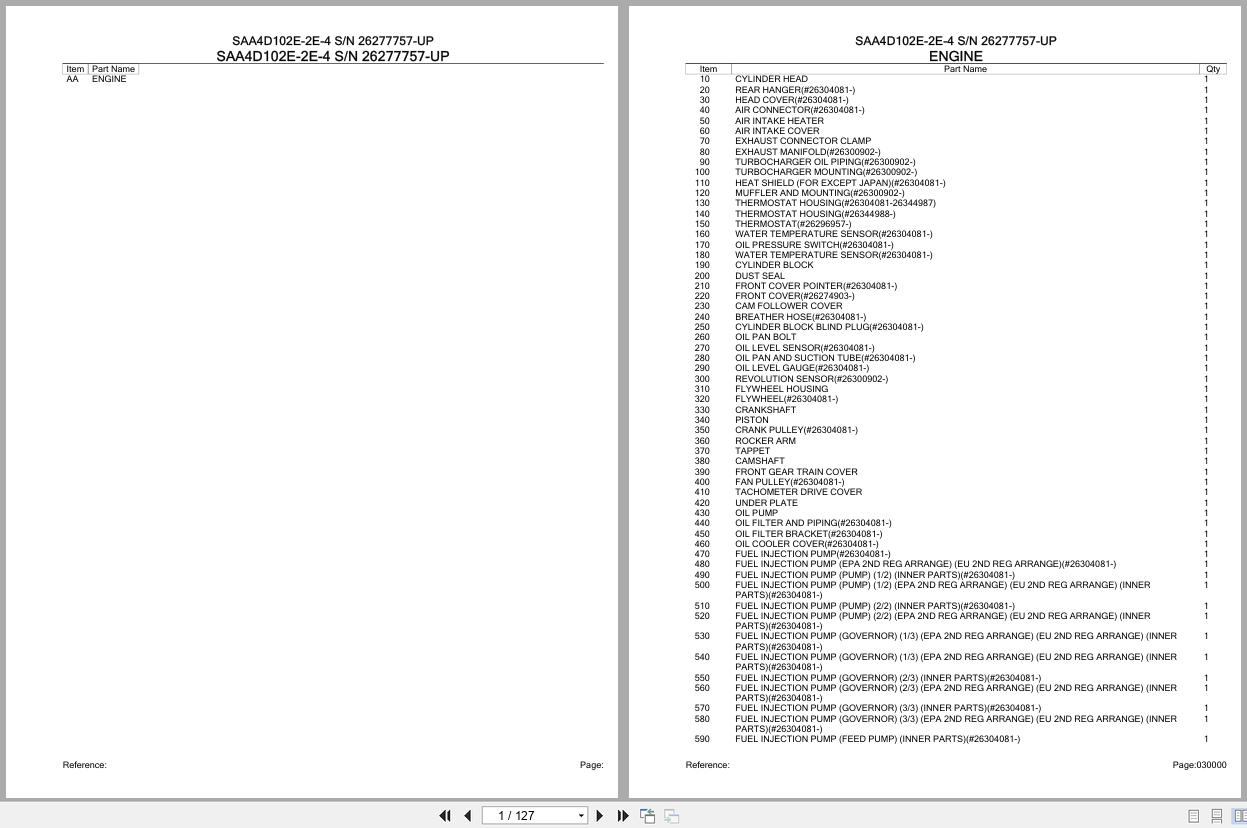 Komatsu Engine SAA4D102E 2E 4 26277757 UP Parts Catalog (1)