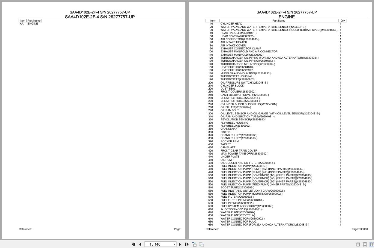 Komatsu Engine SAA4D102E 2F 4 26277757 UP Parts Catalog (1)
