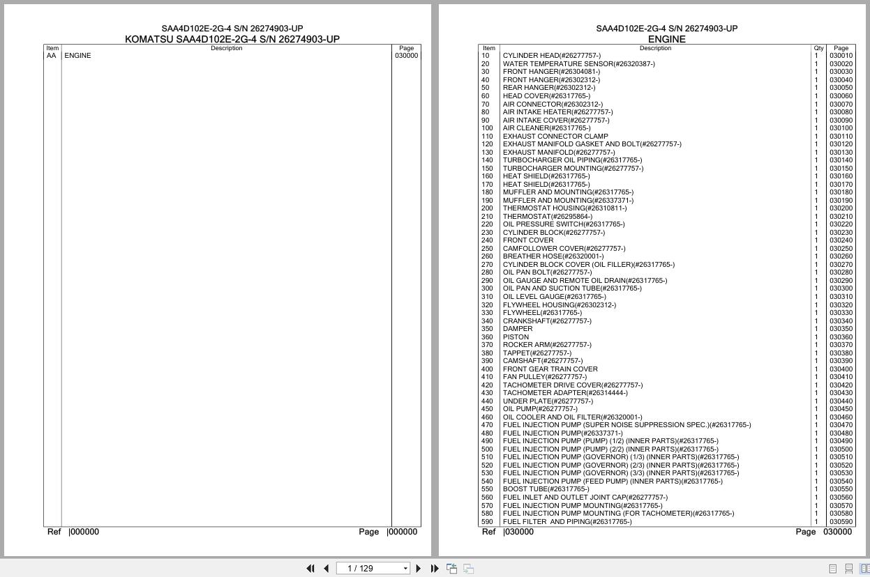 Komatsu Engine SAA4D102E 2G 4 26274903 UP Parts Catalog (1)