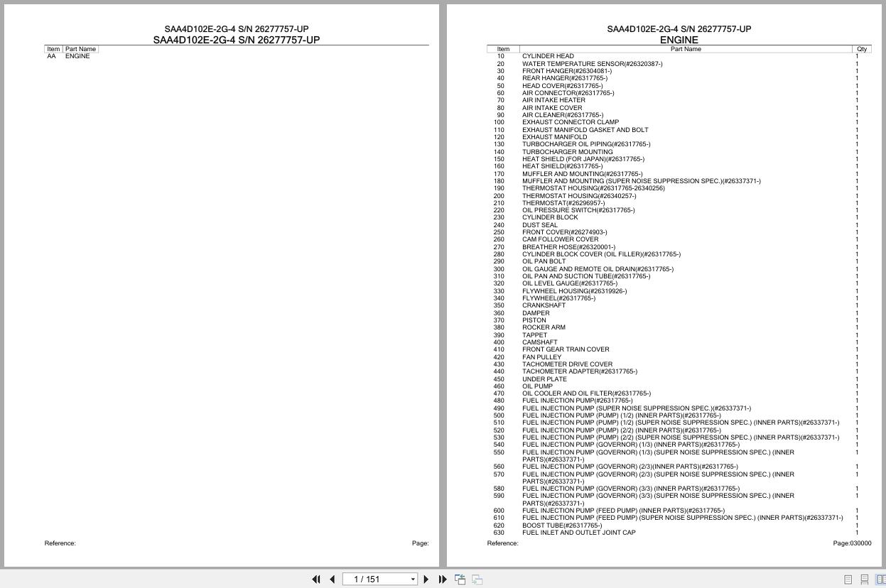 Komatsu Engine SAA4D102E 2G 4 26277757 UP Parts Catalog (1)