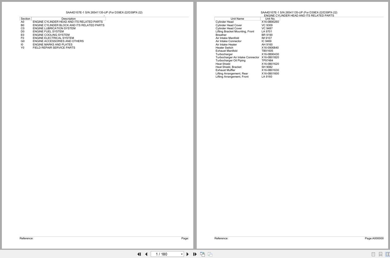 Komatsu Engine SAA4D107E 1 26541135 UP Parts Catalog (1)
