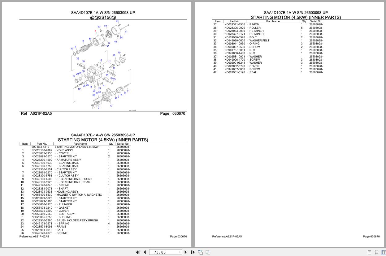 Komatsu Engine SAA4D107E 1A W 26503098 UP Parts Catalog (2)