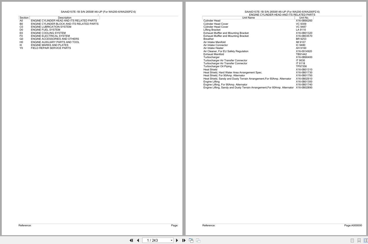 Komatsu Engine SAA4D107E 1B 26508146 UP Parts Catalog (1)