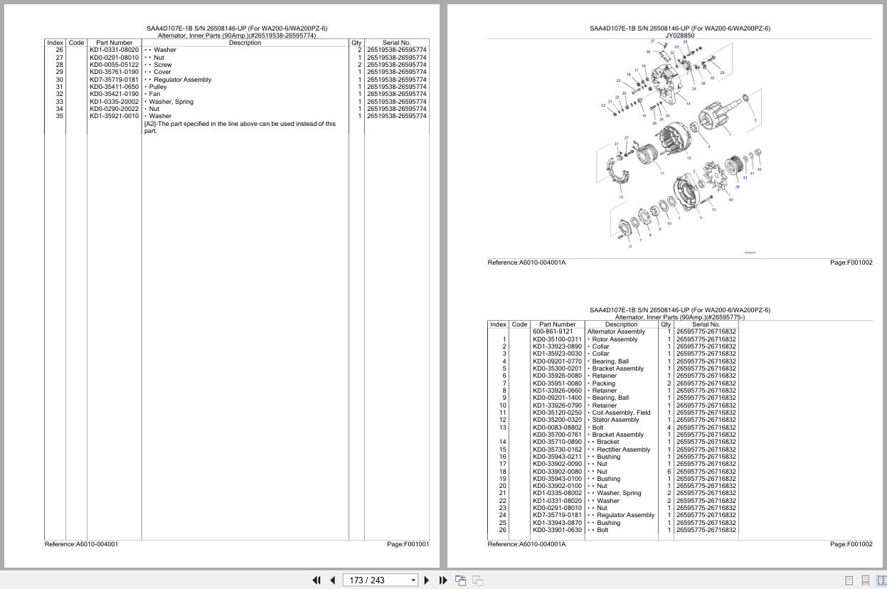 Komatsu Engine SAA4D107E 1B 26508146 UP Parts Catalog (2)