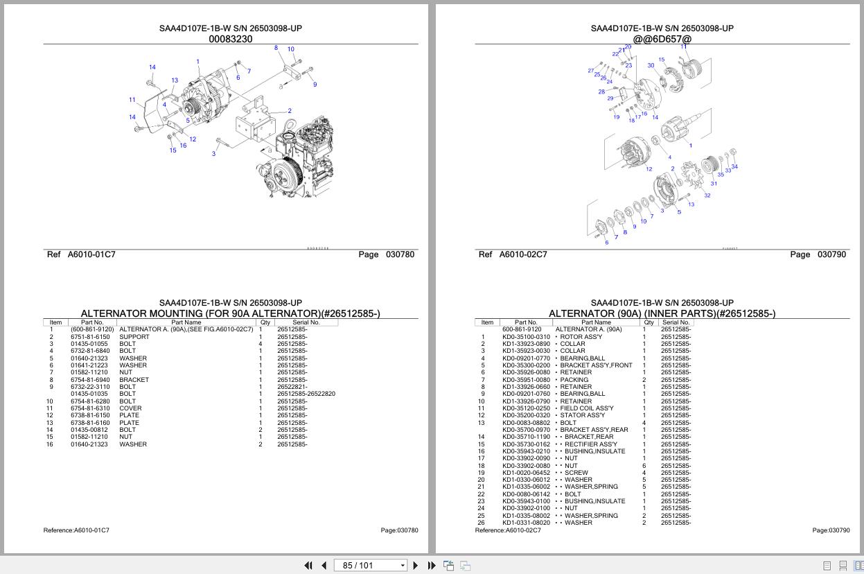 Komatsu Engine SAA4D107E 1B W 26503098 UP Parts Catalog (2)