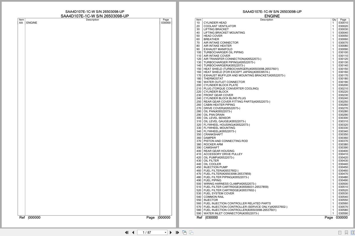 Komatsu Engine SAA4D107E 1C W 26503098 UP Parts Catalog (1)