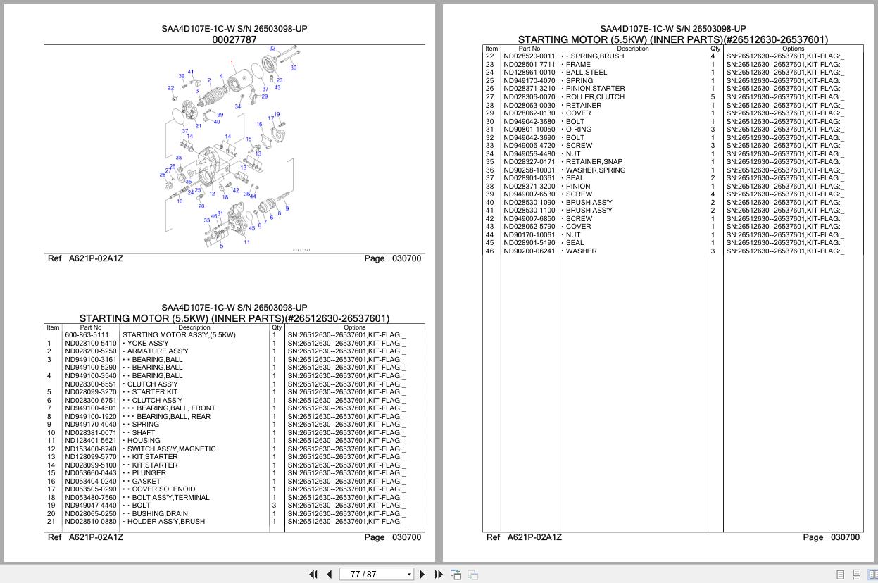 Komatsu Engine SAA4D107E 1C W 26503098 UP Parts Catalog (2)