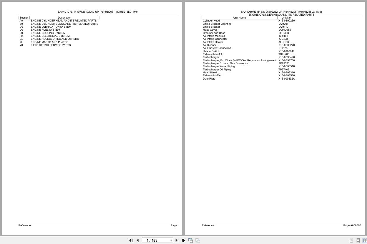 Komatsu Engine SAA4D107E 1F 26102262 UP Parts Catalog (1)