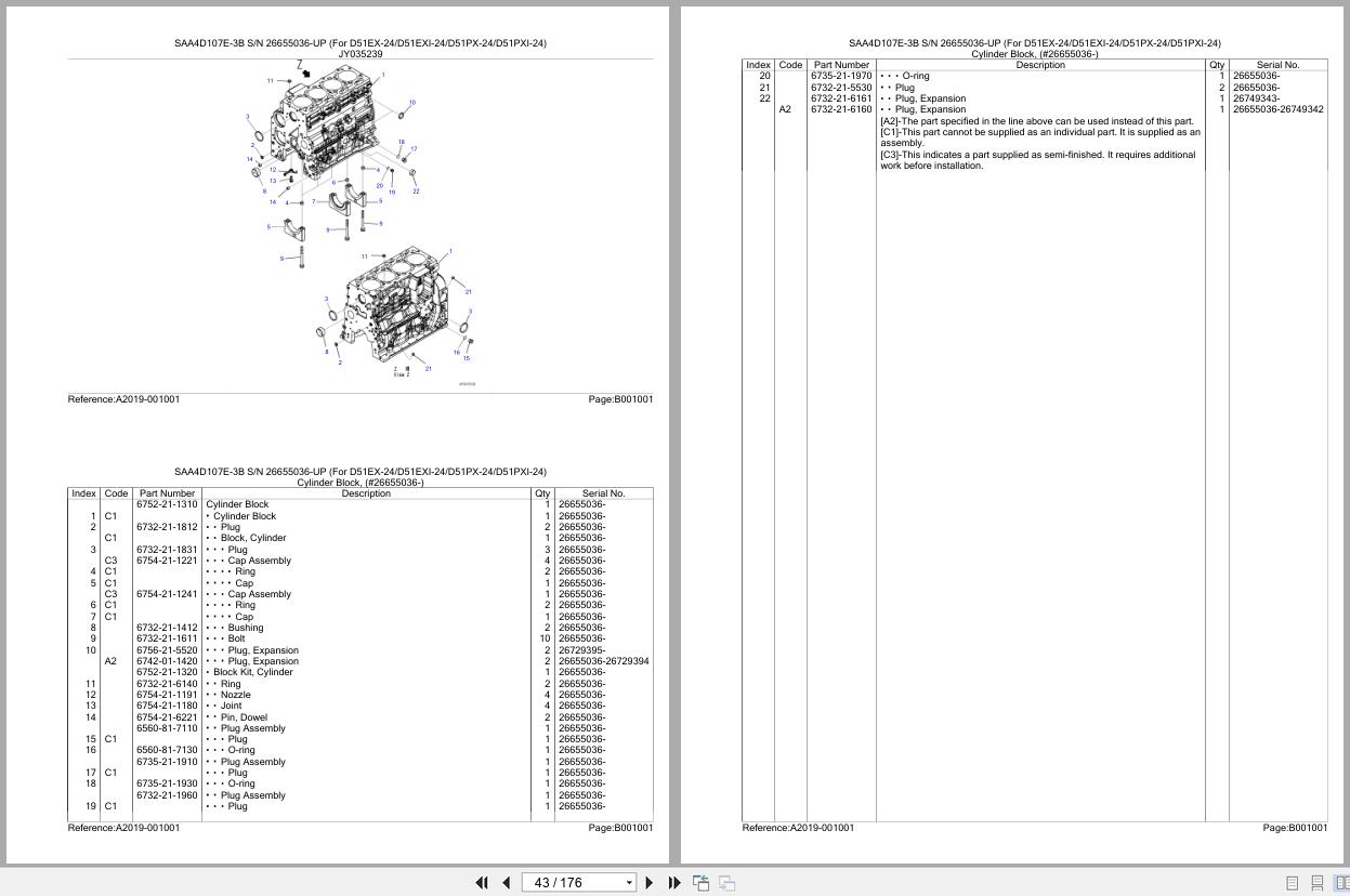 Komatsu Engine SAA4D107E 3B D51EX 24 D51EXI 24 D51PX 24 D51PXI 24 Parts Catalog (2)