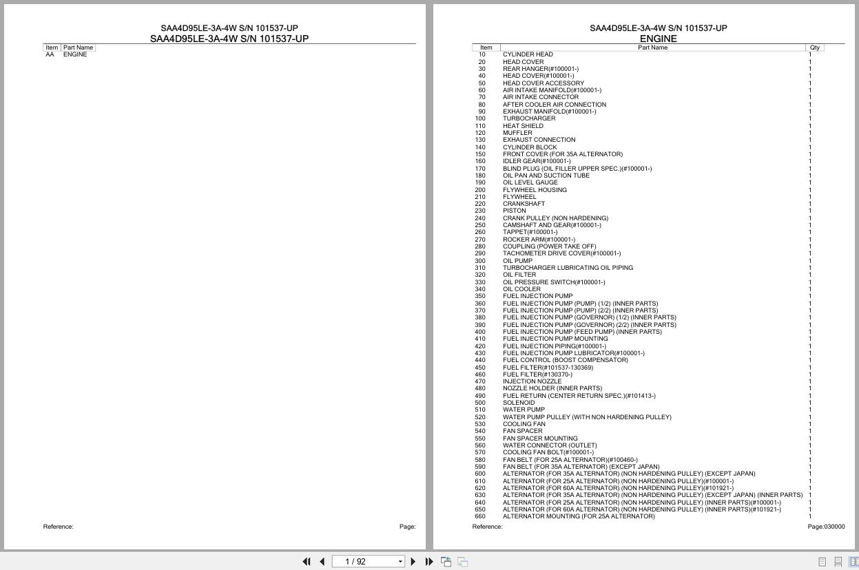 Komatsu Engine SAA4D95LE 3A 4W 101537 UP Parts Catalog (1)