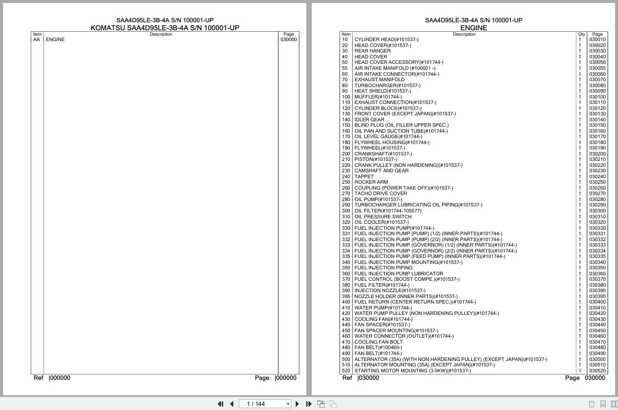 Komatsu Engine SAA4D95LE 3B 4A 100001 UP Parts Catalog (1)