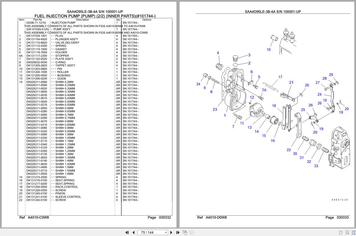 Komatsu Engine SAA4D95LE 3B 4A 100001 UP Parts Catalog (2)
