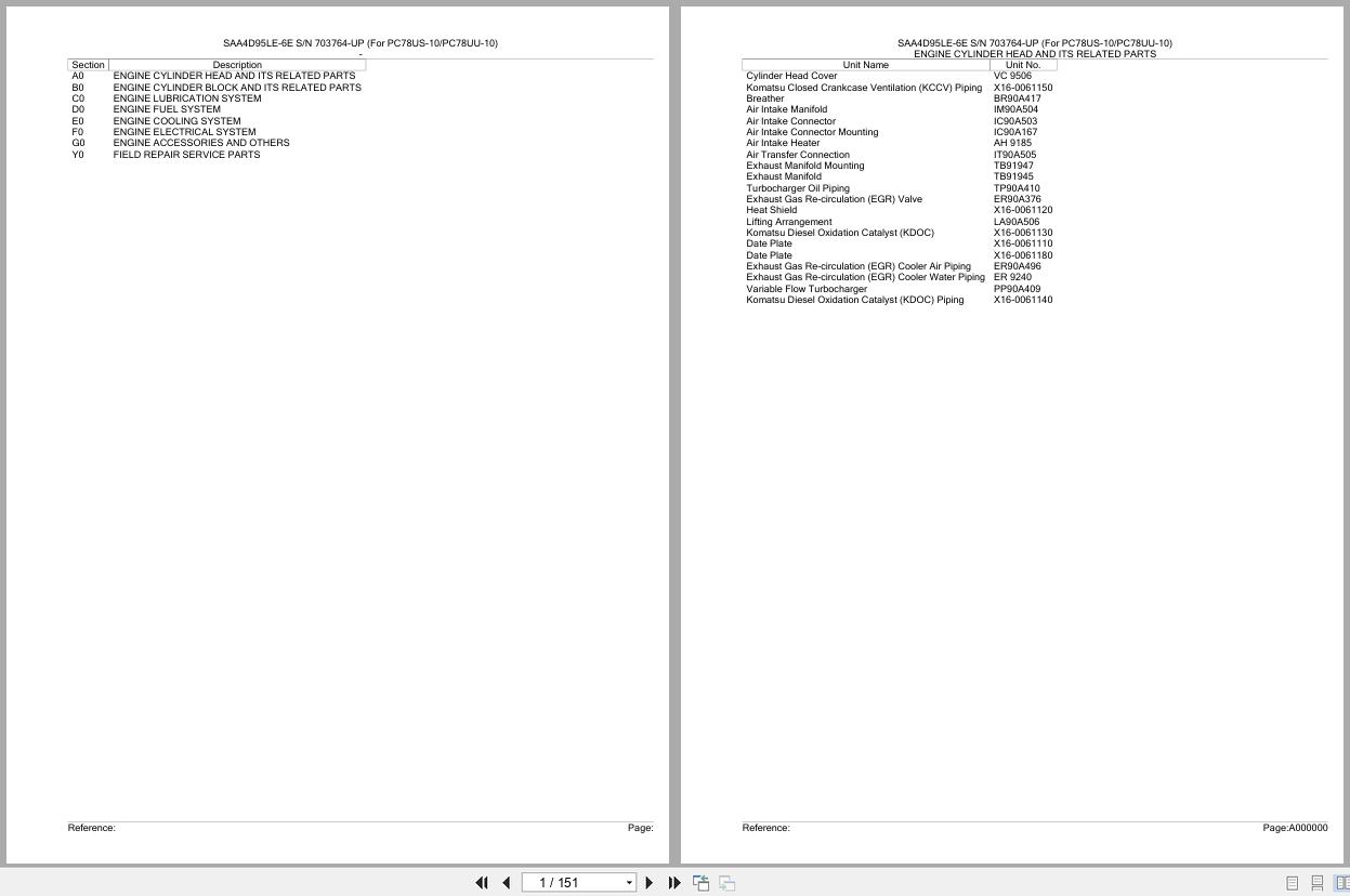 Komatsu Engine SAA4D95LE 6E 703764 UP Parts Catalog (1)