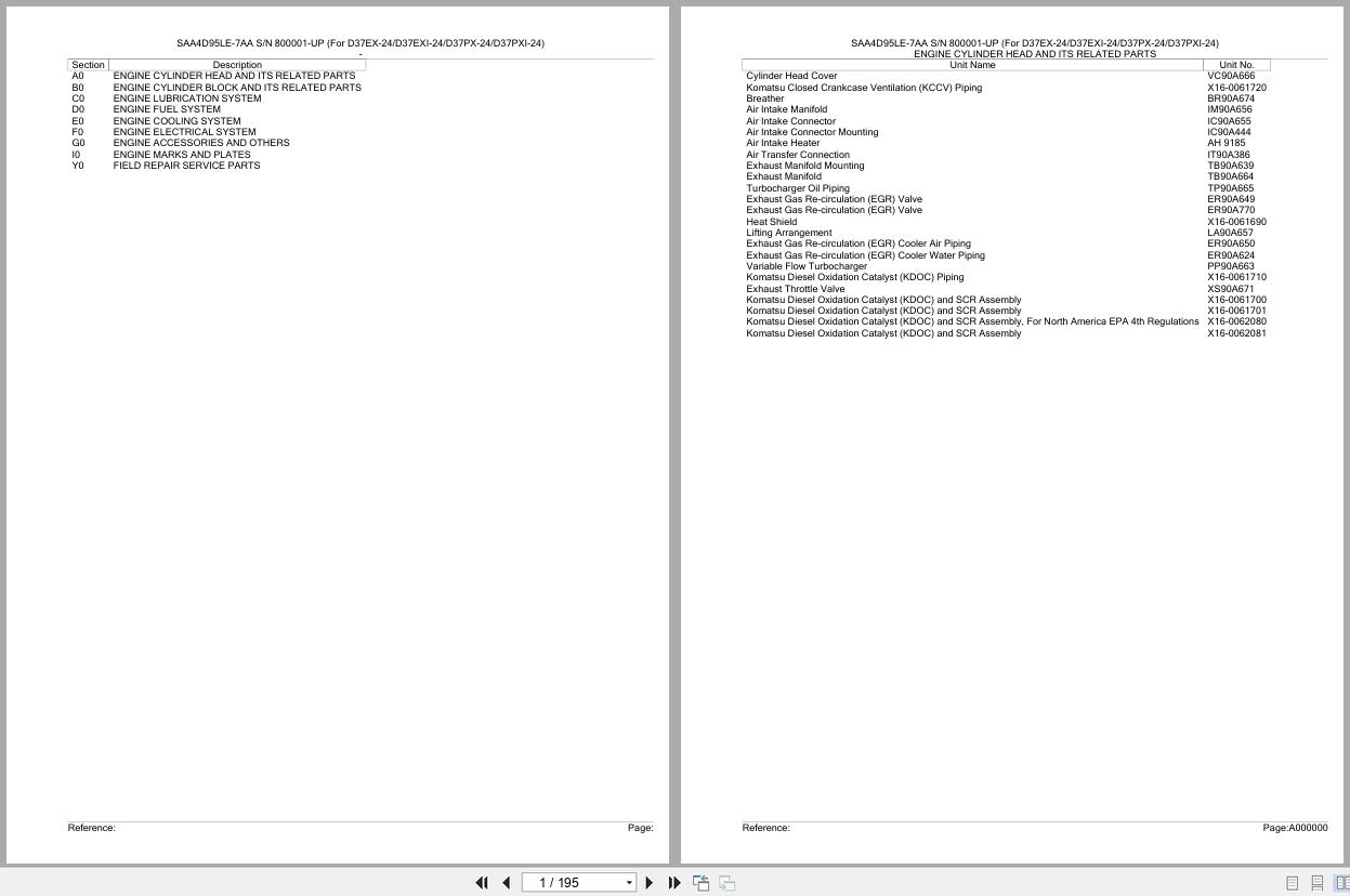 Komatsu Engine SAA4D95LE 7AA 800001 UP Parts Catalog (1)