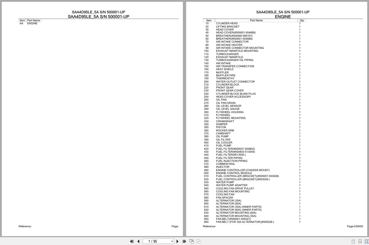 Komatsu Engine SAA4D95LE 5A 500001 UP Parts Catalog (1)