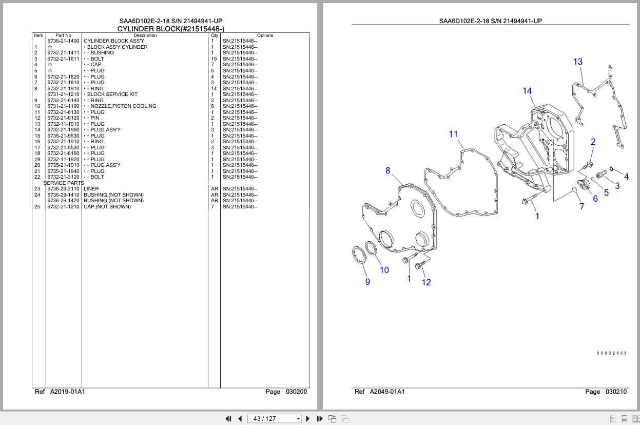 Komatsu Engine SAA6D102E 2 18 21494941 UP Parts Catalog (2)