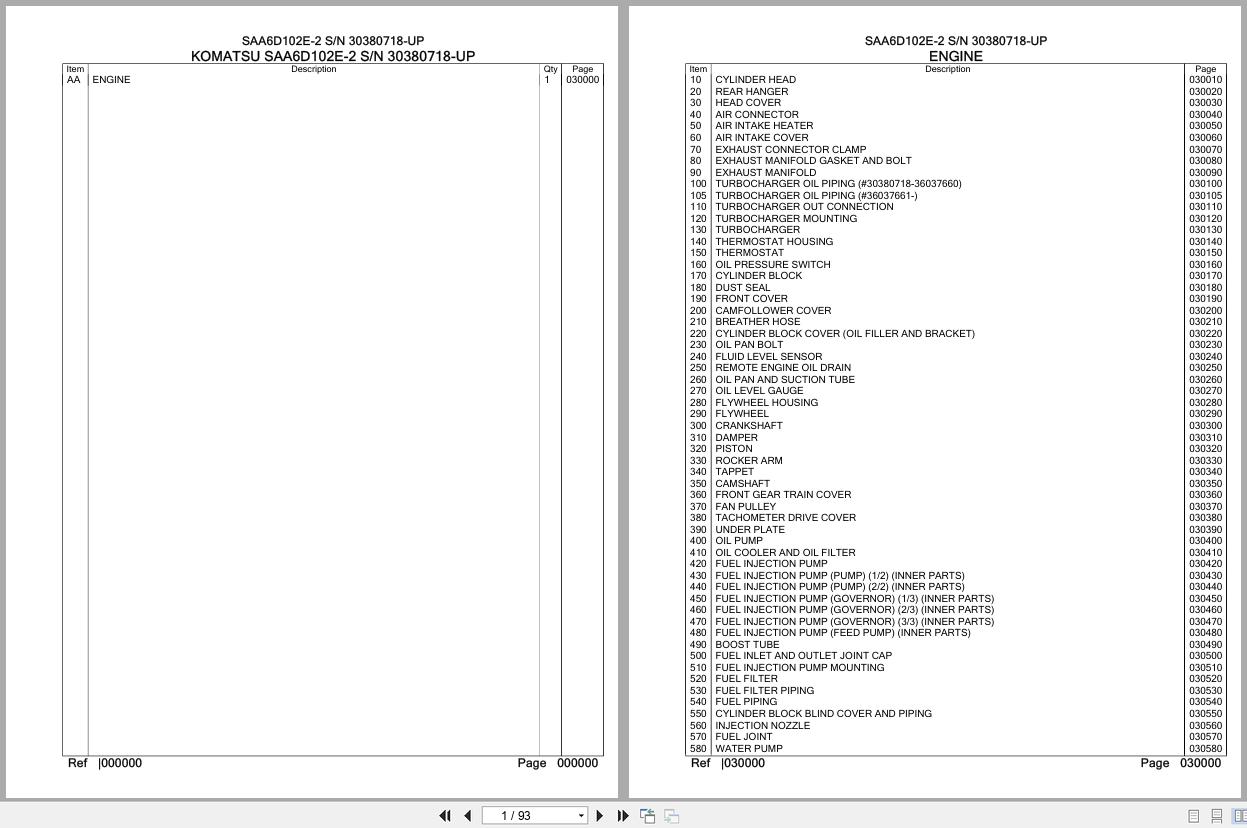 Komatsu Engine SAA6D102E 2 30380718 UP Parts Catalog (1)